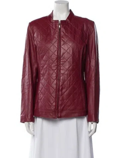 Pre-owned Neiman Marcus Leather Jacket In Burgundy