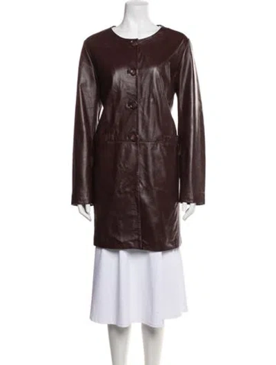 Pre-owned Neiman Marcus Leather Jacket In Burgundy