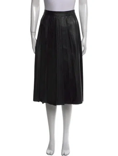 Pre-owned Neiman Marcus Leather Knee-length Skirt In Black
