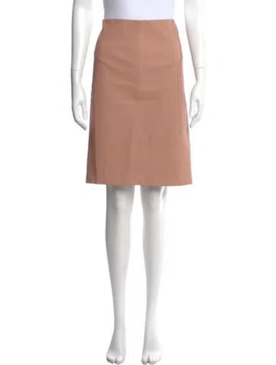 Pre-owned Neiman Marcus Leather Knee-length Skirt In Neutral