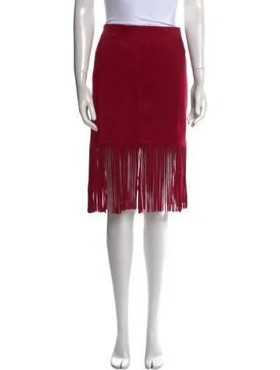 Pre-owned Neiman Marcus Leather Knee-length Skirt In Pink