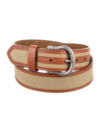 Pre-owned Neiman Marcus Leather Leather Trim Embellishment Waist Belt In Neutral