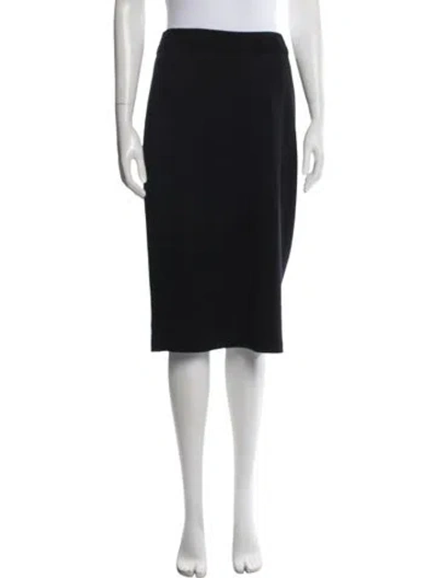 Pre-owned Neiman Marcus Leather Midi Length Skirt In Black