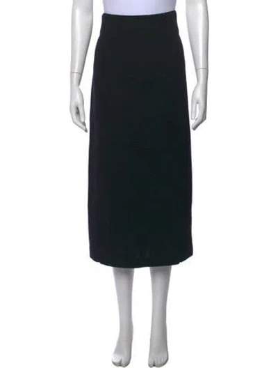 Pre-owned Neiman Marcus Leather Midi Length Skirt In Black