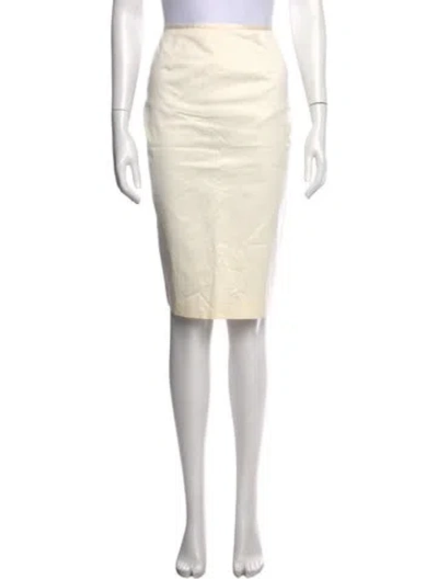 Pre-owned Neiman Marcus Leather Midi Length Skirt In Neutral