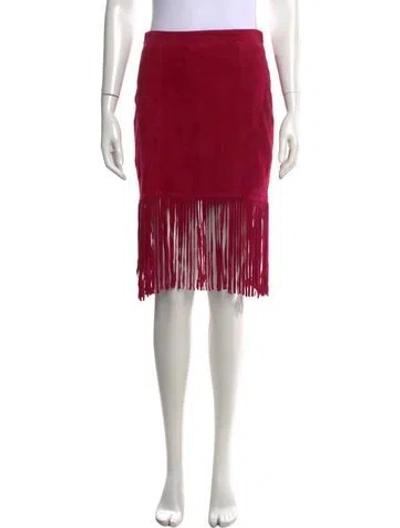 Pre-owned Neiman Marcus Leather Midi Length Skirt In Pink