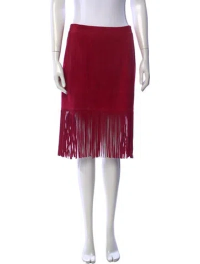 Pre-owned Neiman Marcus Leather Midi Length Skirt In Pink