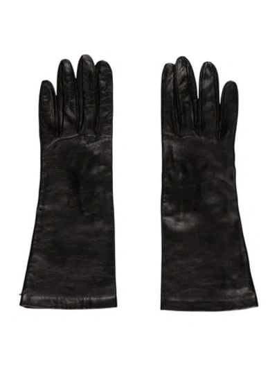 Pre-owned Neiman Marcus Leather Mid-length Glove In Black