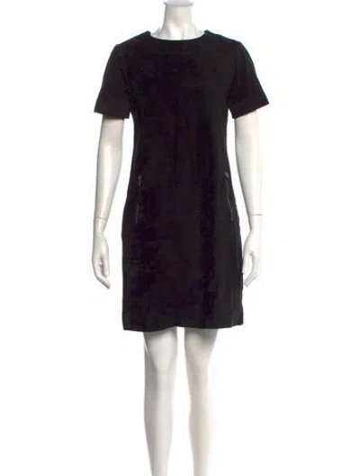 Pre-owned Neiman Marcus Leather Mini Dress In Black
