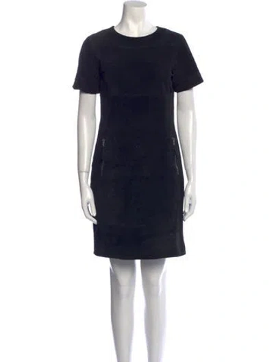 Pre-owned Neiman Marcus Leather Mini Dress In Black