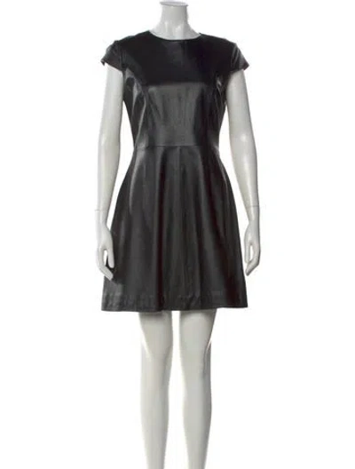 Pre-owned Neiman Marcus Leather Mini Dress In Black