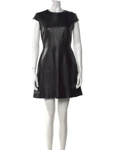 Pre-owned Neiman Marcus Leather Mini Dress In Black