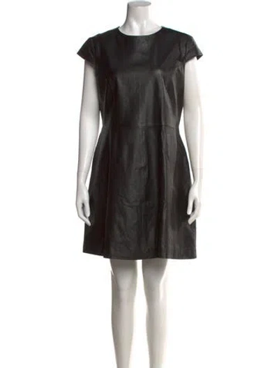 Pre-owned Neiman Marcus Leather Mini Dress In Black