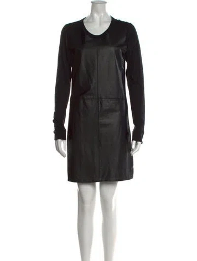 Pre-owned Neiman Marcus Leather Mini Dress In Black