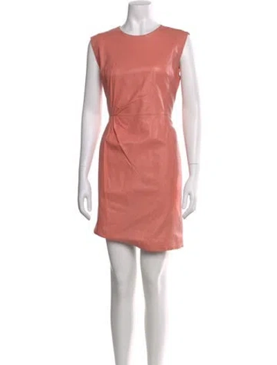 Pre-owned Neiman Marcus Leather Mini Dress In Pink