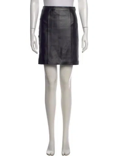 Pre-owned Neiman Marcus Leather Mini Skirt In Black