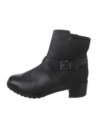 Pre-owned Neiman Marcus Leather Moto Boots In Black