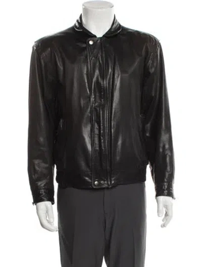 Pre-owned Neiman Marcus Leather Moto Jacket In Black