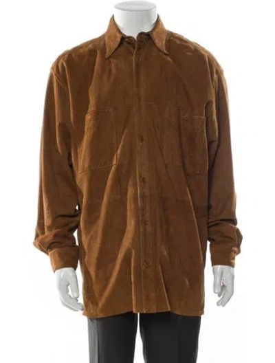Pre-owned Neiman Marcus Leather Overcoat In Brown
