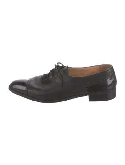 Pre-owned Neiman Marcus Leather Oxfords In Black