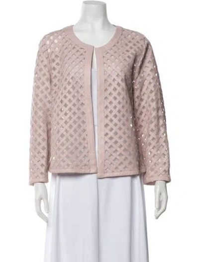Pre-owned Neiman Marcus Leather Patterned Jacket In Pink