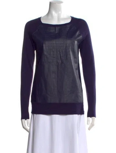 Pre-owned Neiman Marcus Leather Patterned Sweater In Purple