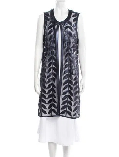 Pre-owned Neiman Marcus Leather Printed Coat In Blue