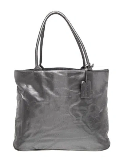 Pre-owned Neiman Marcus Leather Shoulder Bag In Gray
