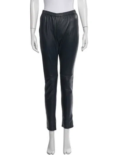 Pre-owned Neiman Marcus Leather Skinny Leg Pants In Blue