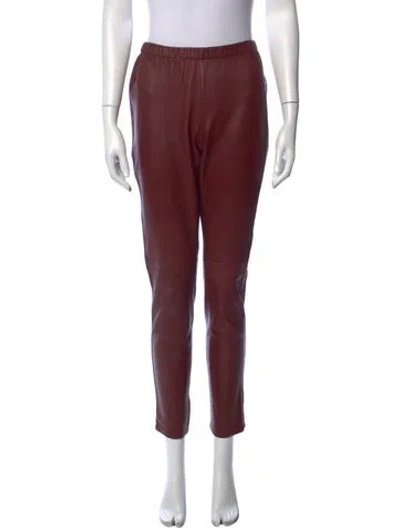 Pre-owned Neiman Marcus Leather Skinny Leg Pants In Brown