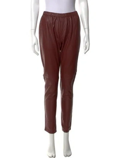 Pre-owned Neiman Marcus Leather Skinny Leg Pants In Brown