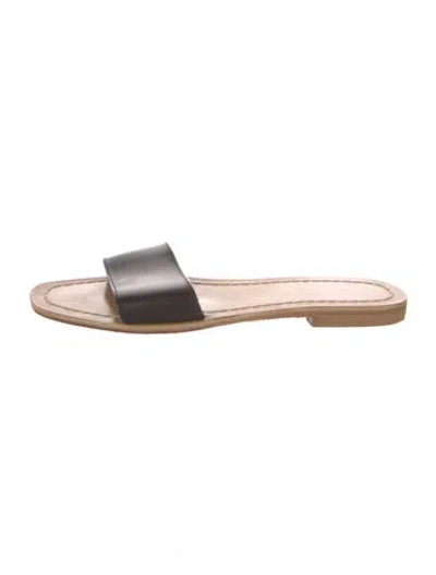 Pre-owned Neiman Marcus Leather Slides In Black