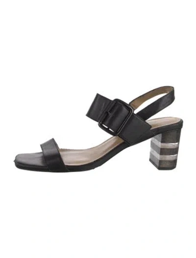Pre-owned Neiman Marcus Leather Slingback Pumps In Black