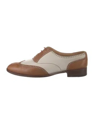 Pre-owned Neiman Marcus Leather Sneakers In Brown/white