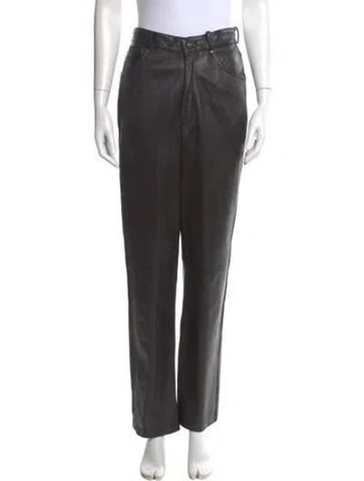 Pre-owned Neiman Marcus Leather Straight Leg Pants In Black
