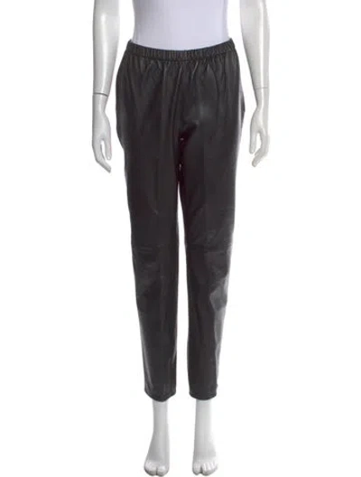 Pre-owned Neiman Marcus Leather Straight Leg Pants In Black