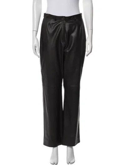 Pre-owned Neiman Marcus Leather Straight Leg Pants In Black