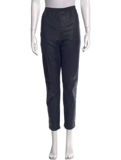 Pre-owned Neiman Marcus Leather Straight Leg Pants In Blue