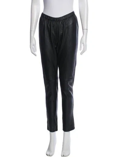 Pre-owned Neiman Marcus Leather Straight Leg Pants In Blue
