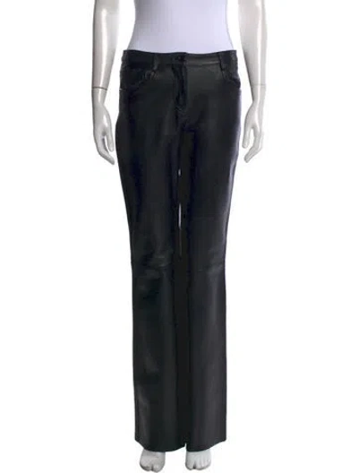 Pre-owned Neiman Marcus Leather Straight Leg Pants In Blue