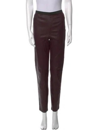 Pre-owned Neiman Marcus Leather Straight Leg Pants In Purple