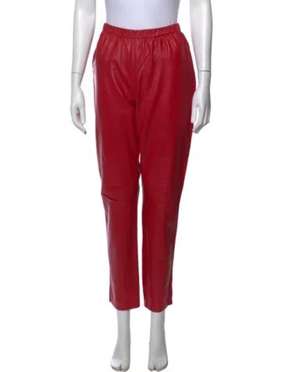 Pre-owned Neiman Marcus Leather Straight Leg Pants In Red