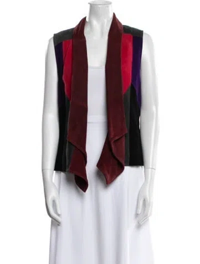Pre-owned Neiman Marcus Leather Striped Vest In Red