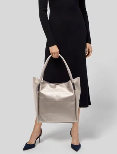 Pre-owned Neiman Marcus Leather Tote In Metallic/neutrals