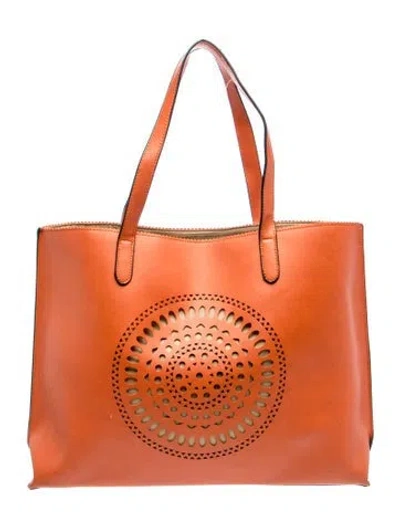 Pre-owned Neiman Marcus Leather Tote In Orange