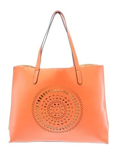 Pre-owned Neiman Marcus Leather Tote In Orange
