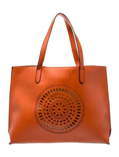 Pre-owned Neiman Marcus Leather Tote In Orange