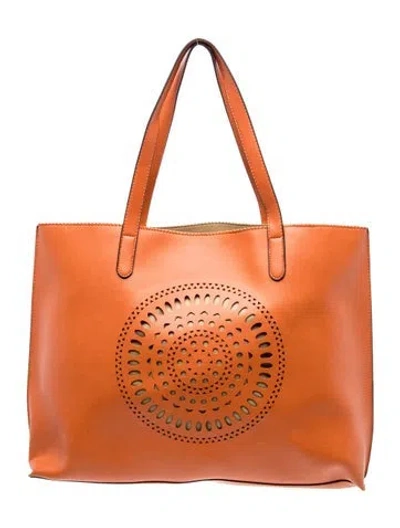Pre-owned Neiman Marcus Leather Tote In Orange