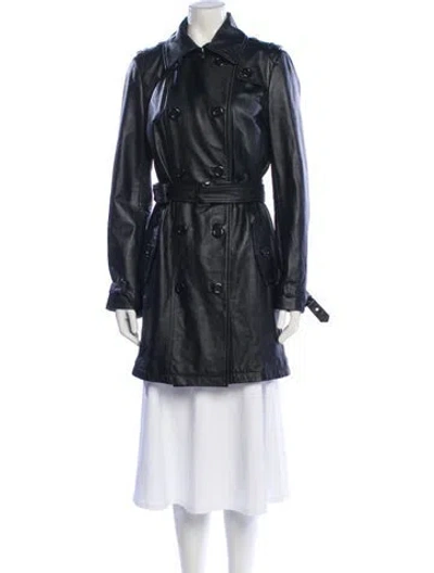 Pre-owned Neiman Marcus Leather Trench Coat In Black