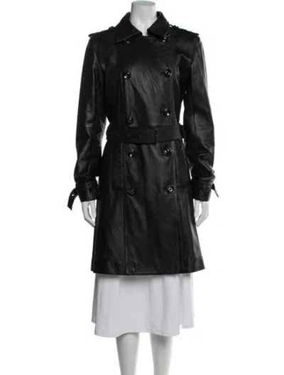 Pre-owned Neiman Marcus Leather Trench Coat In Black